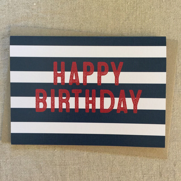 A6 Blue Stripe Birthday Card