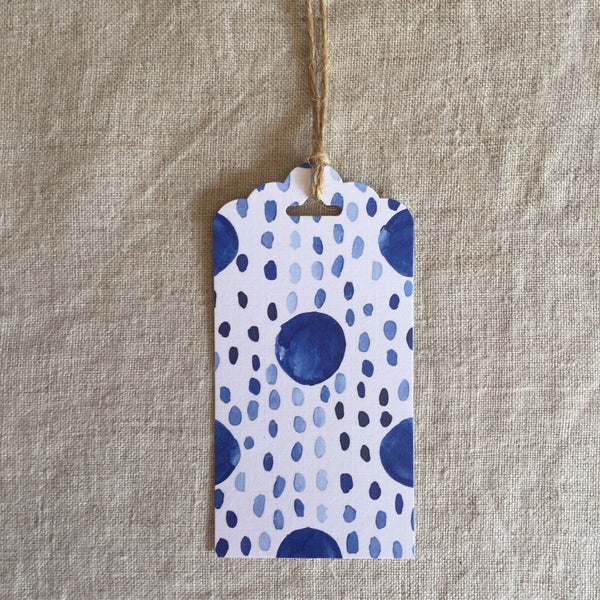 Blue Watercolour Spots Gift Tag