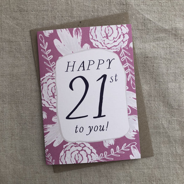 A6 Pink 21st Birthday Card