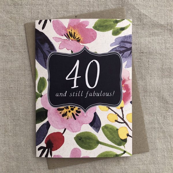 A6 Floral 40th Birthday Card