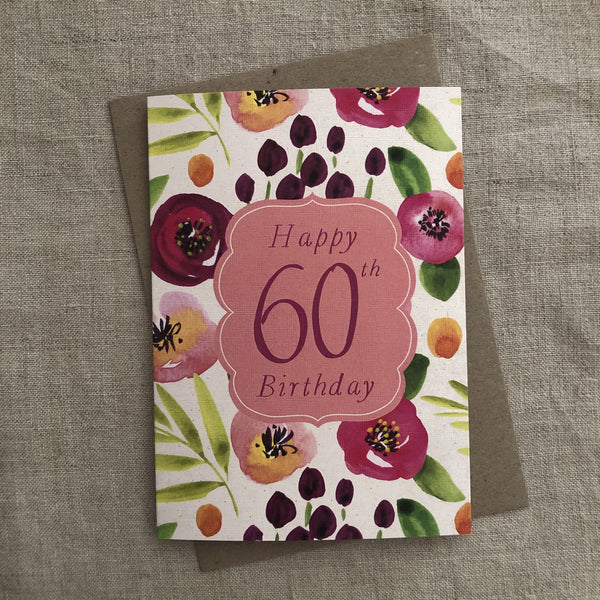 A6 Floral 60th Birthday Card