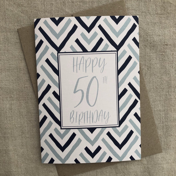 A6 Blue 50th Birthday Card