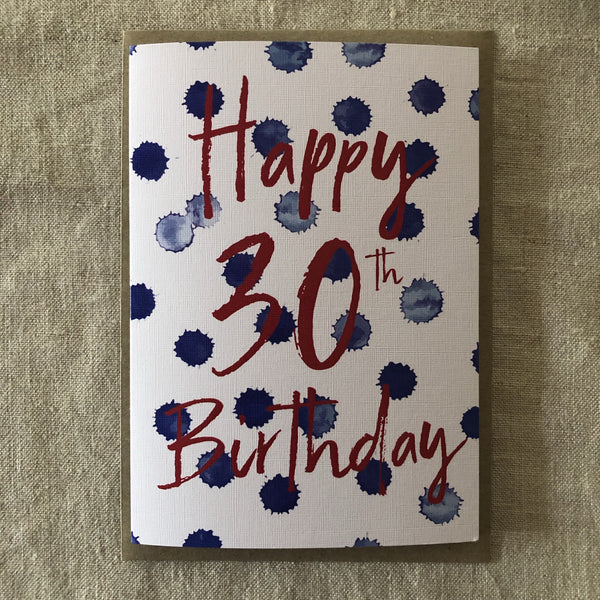 A6 Spotty 30th Birthday Card