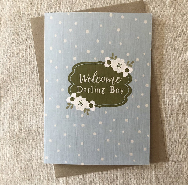 A6 Welcome Darling Boy Card
