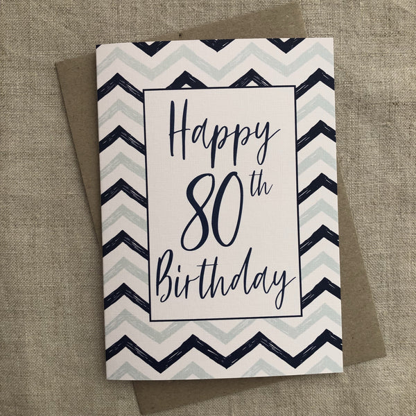 A6 Blue 80th Birthday Card