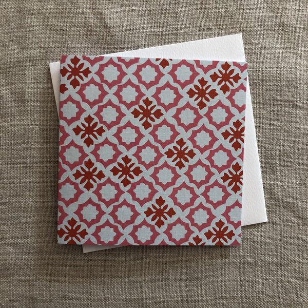 Petit Pink Orange Mosaic Blank Card