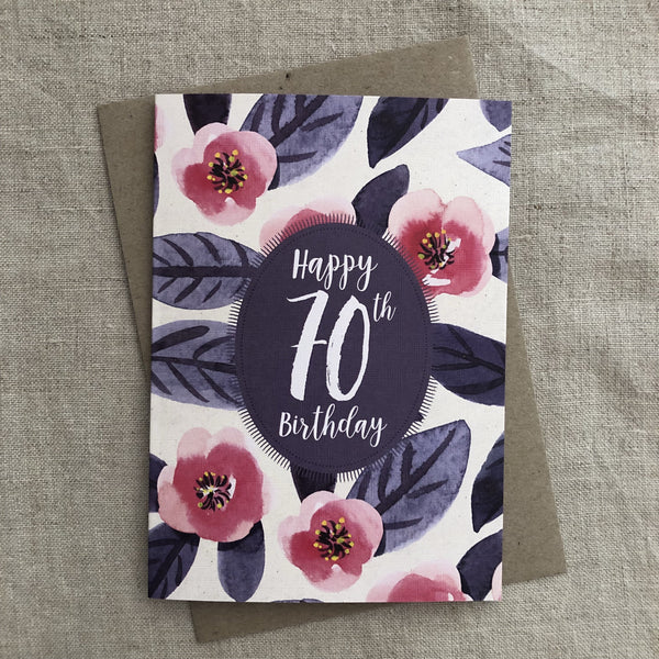 A6 Floral 70th Birthday Card