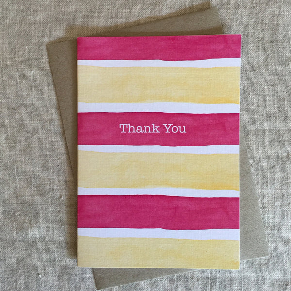 A6 Thank You Pink Stripe Card
