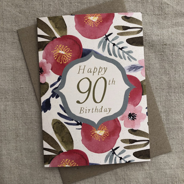 A6 Floral 90th Birthday Card