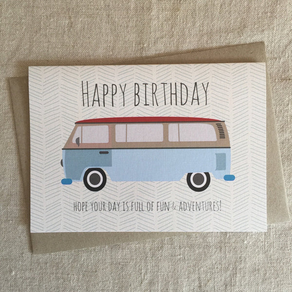 A6 Happy Birthday Campervan Card